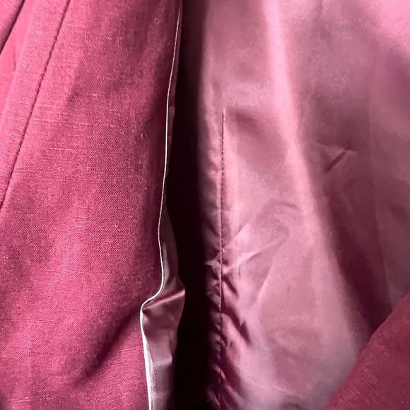 Talbots blazer burgundy linen blend womens sz 12W - Picture 3 of 11